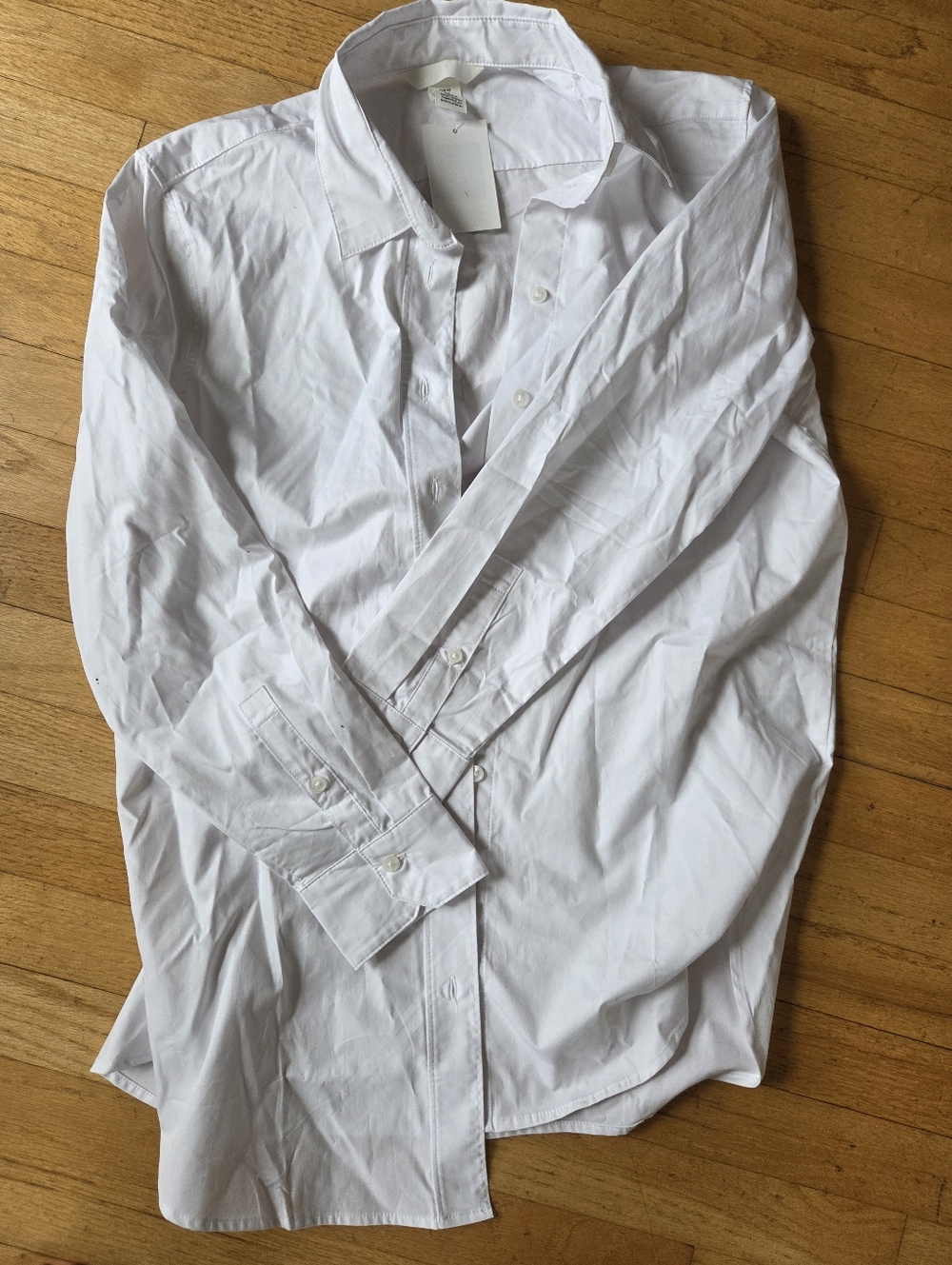 NWT XS H&M Cotton Button-Up Office Dress Shirt White